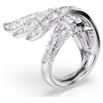 Vienna cocktail ring Mixed cuts, Swan, White, Rhodium plated